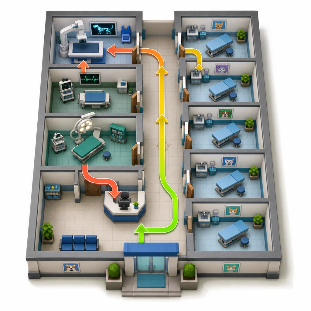 Simplified first-shift route map